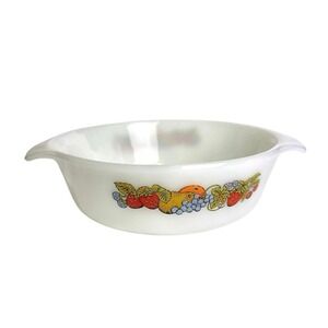 Anchor Hocking Fire-King Nature's Bounty 1 Qt Milk Glass Bowl | Garden Fruit